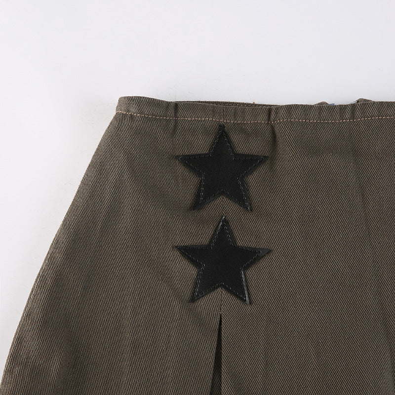 Niche High Waist Slimming A- Line Pleated Short Skirt For Women