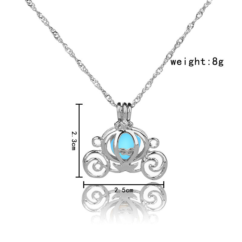 Halloween Pumpkin Cart glow-in-the-dark necklace