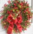 Artifical Cherry Pattern Wreaths Christmas Wreath Red Door Wreath Wall Hanging Garland Ornaments Rattan Circle Wall Decoration