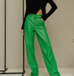Straight Casual Button Leather Trousers For Women