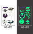 Halloween Glowing Bats Tattoo Stickers Fake Tattoos Paste on Face Arm Leg for Kids Body Art Sticker