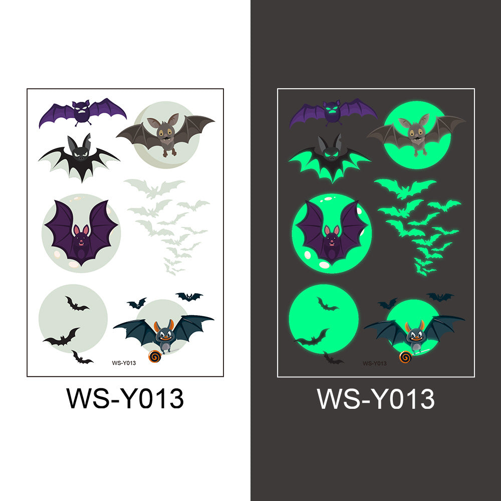 Halloween Glowing Bats Tattoo Stickers Fake Tattoos Paste on Face Arm Leg for Kids Body Art Sticker