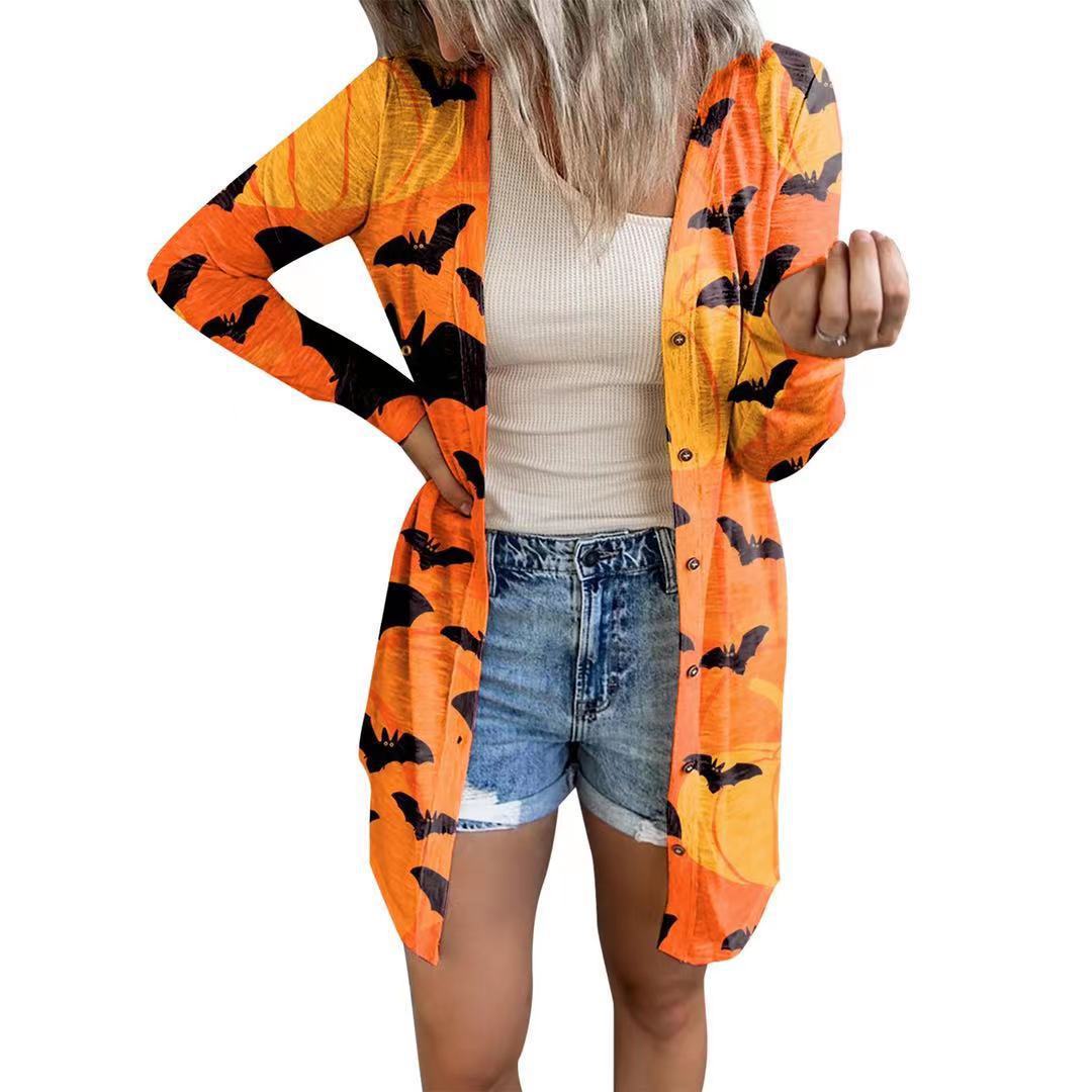 European And American Halloween Theme Printed Coat Small Cardigan Women's Clothing