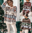 Women's Fashion Round Neck Loose Christmas Theme Jacquard Long Sleeve Sweater