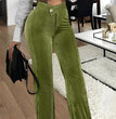 Fashion Gold Velvet Striped Casual Women's Pants