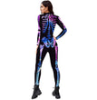 New Halloween Colorful Human Skeleton Print Jumpsuit