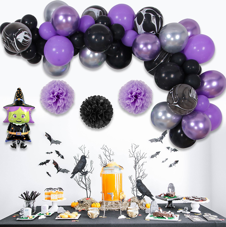 Scene Layout Latex Aluminum Film Combination Halloween Balloon Chain