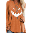 Halloween Theme Printed Long Sleeved T Shirt Women