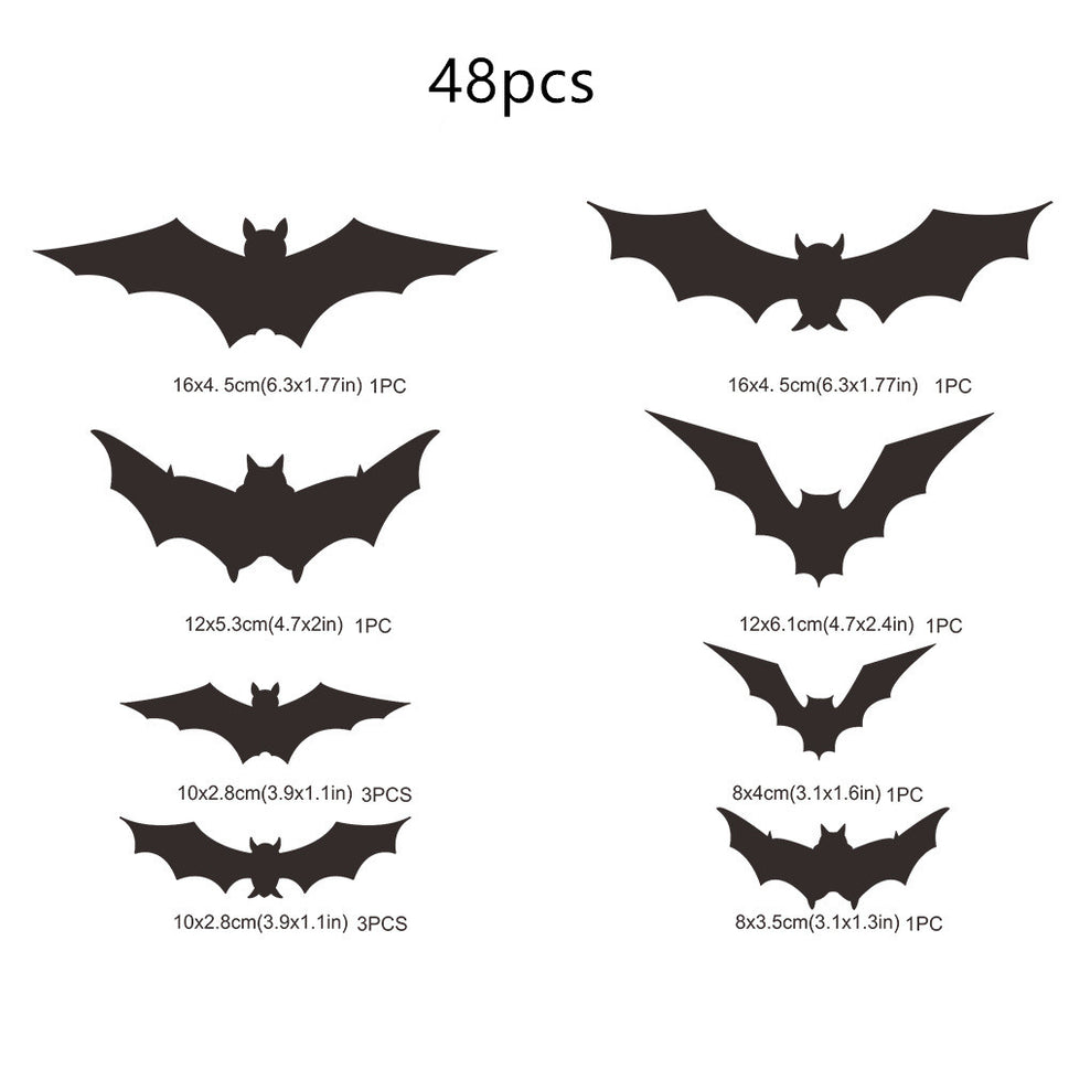 Halloween Bat Spider Wall Stickers Three-dimensional Decoration Window Scene Layout Wall Stickers 12