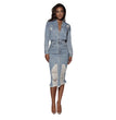 Mid-length Dress Blue Denim Retro