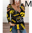 Halloween Theme Digital Printing Hollow V-neck Long-sleeved T-shirt