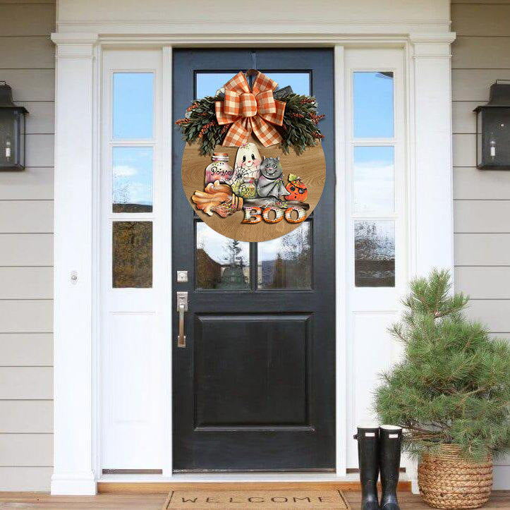 Cross border popular Halloween autumn new door hanging tag wreath