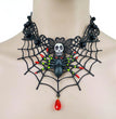 Gothic Jewelry Red Bat Halloween Necklace Lace Choker Necklace For Women Nightmare Before Christmas Black Layered Necklace