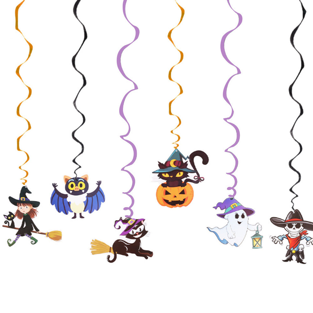 Cartoon Halloween Skull Spiral Pendant Set