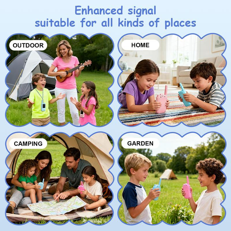 Video Walkie Talkies for Kids, Handheld 2 Pack Rechargeable Video Intercom Kids Walkies Talkies, Indoor Outdoor Toys for Family Games, Outside, Camping, Hiking for Boys Girls Ages 3-12 (Blue/Pink)