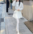 Cute Youth-looking Cute Furry Skirt Lace Stitching High Waist Slimming A- Line Skirt