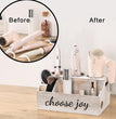 Rustic Wooden Hair Tool Organizer - Curling Iron, Blow Dryer & Straightener Holder - Flat Iron & Hair Accessories Storage - Bathroom Countertop