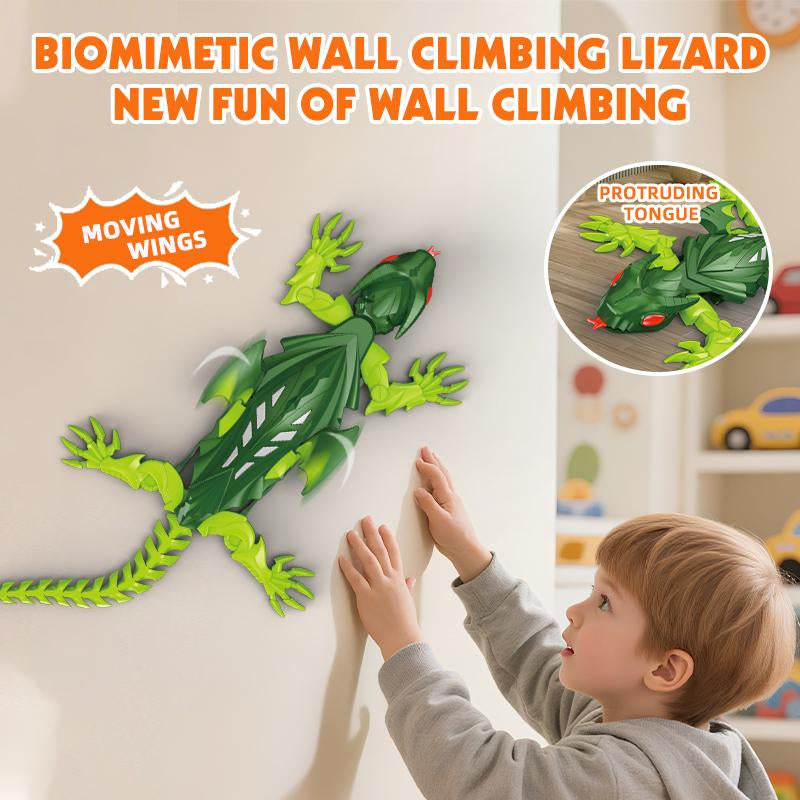 Wall-Climbing RC Gecko， a Rechargeable Remote Control Robot That Crawls on Floors and Walls! Features Stunning LED Eyes, Flapping Wings, and Makes a Cool Gift for Kids.