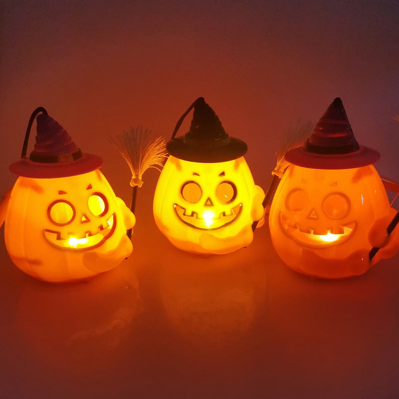 Halloween Pendant Broom Pumpkin Lantern Light Music Tricky Funny Bar Playground Decorative Lantern