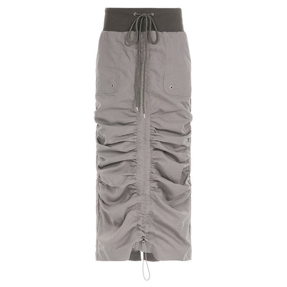 Waste Soil Wind Drawstring Workwear Skirt