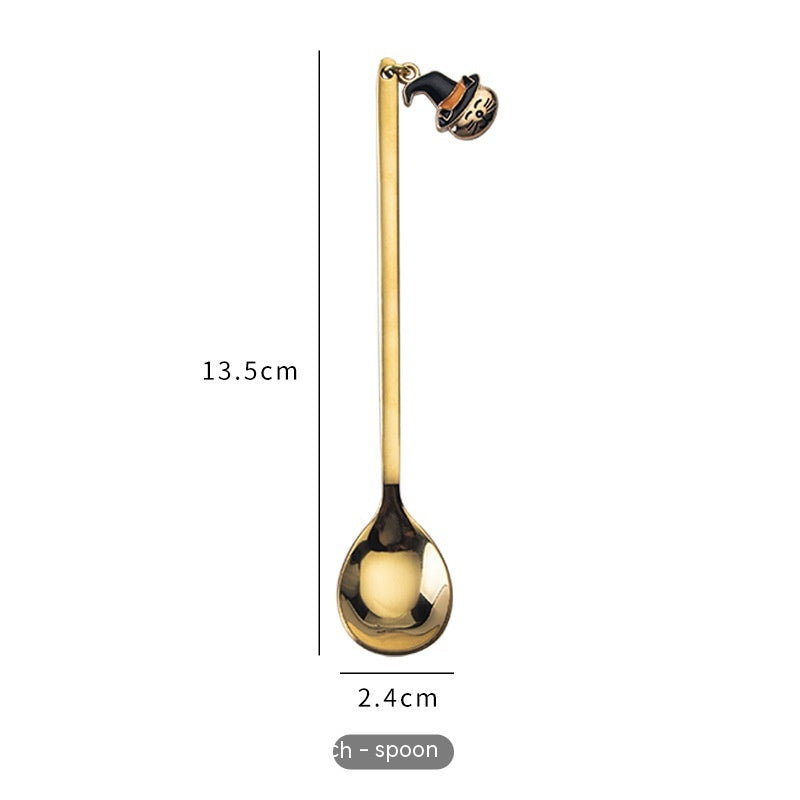 Halloween Style Pendant Stainless Steel Coffee  Creative Pumpkin Spoon