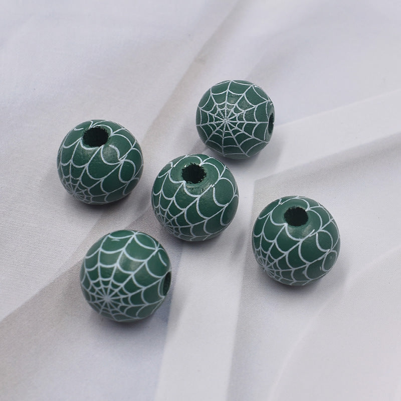 Halloween Spider Web Colored Wood Beads