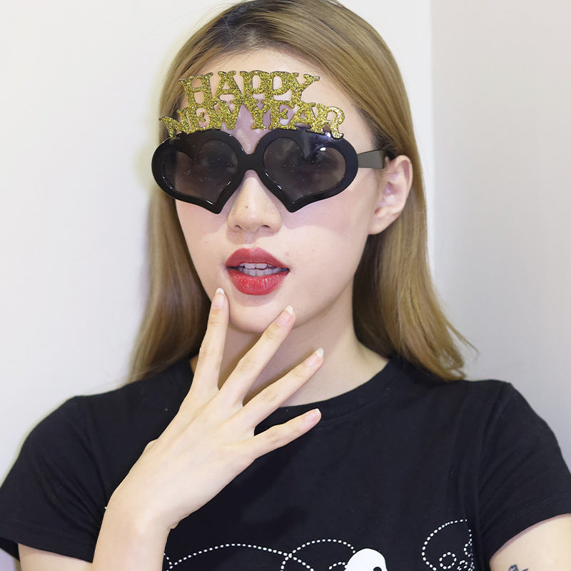Creative 2024 Happy New Year Party Glasses Supplies Photo Props Holiday Dance Dress Up Funny Glasses