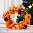 Halloween Autumn Maple Leaf Wreath Pumpkin Berry Door Hanging