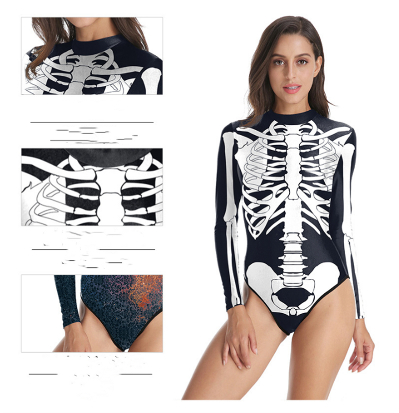 Halloween Water Park Human Body Tissue 3D Digital Printing Long-sleeved Tight Swimsuit