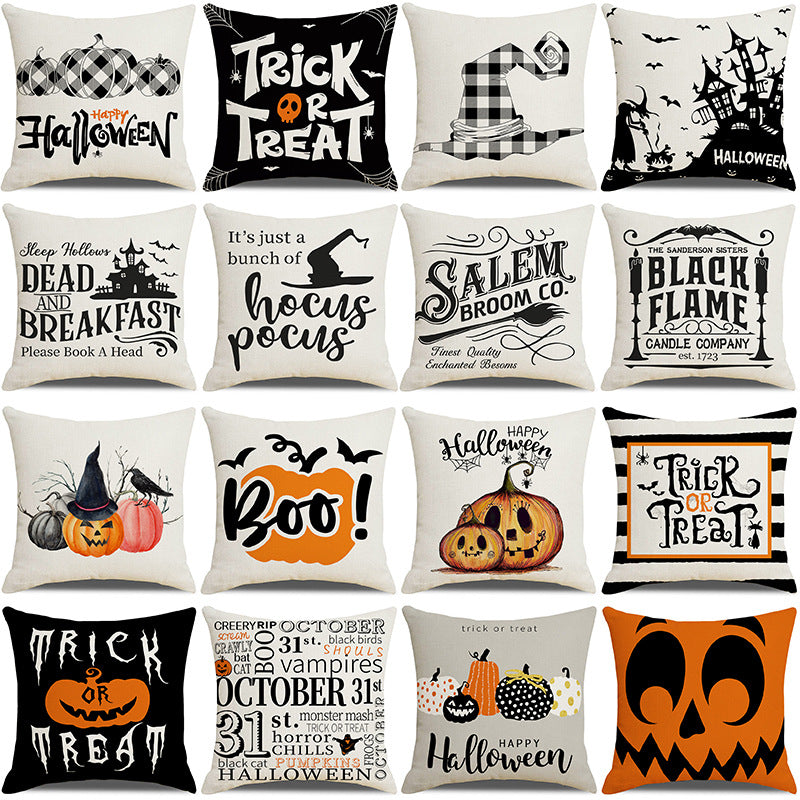 Halloween New Pumpkin English Alphabet Cartoon Car Sofa Cushion Waist Pillowcase