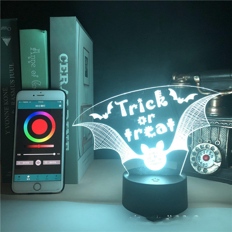 Halloween Bat 3d Night Light Smart Alarm Clock Bluetooth Speaker
