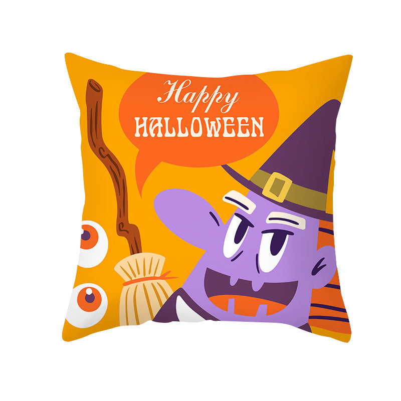 Home Cartoon Halloween Velvet Pumpkin Head Pillowcase
