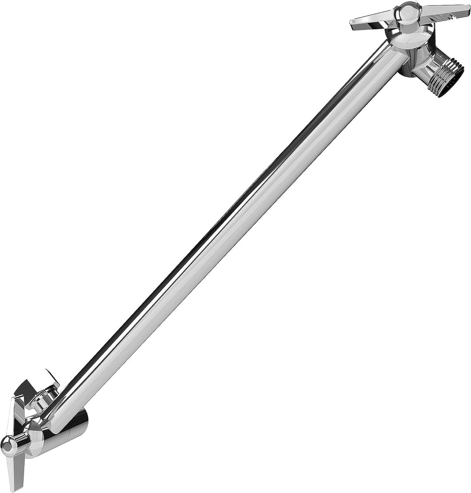 11" Solid Brass Shower Head Extension Arm - Flexible Height & Angle Adjustable Shower Arm Extension for Rain Showerheads with Sturdy Lock - Universal Pipe Connection (Luxury Polished Chrome)