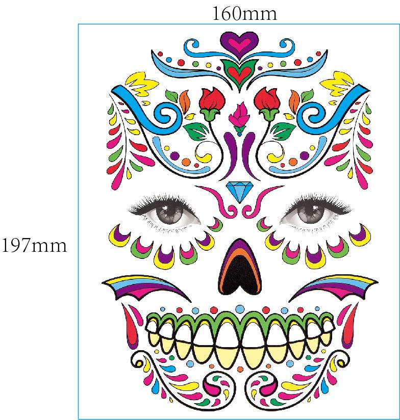 European And American Halloween Face Tattoo Stickers Day Of The Dead