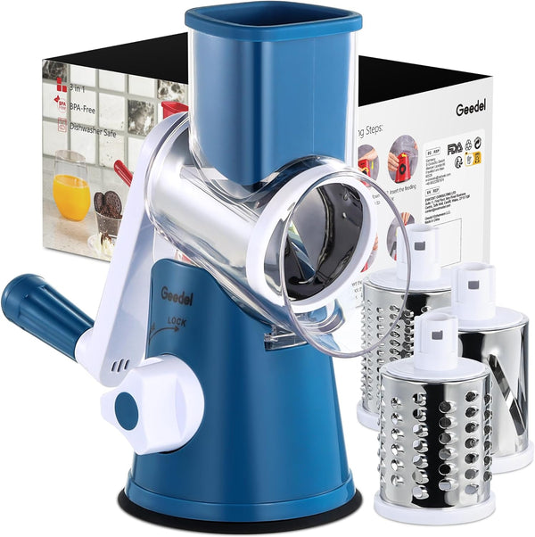 Rotary Cheese Grater with 3 Blades