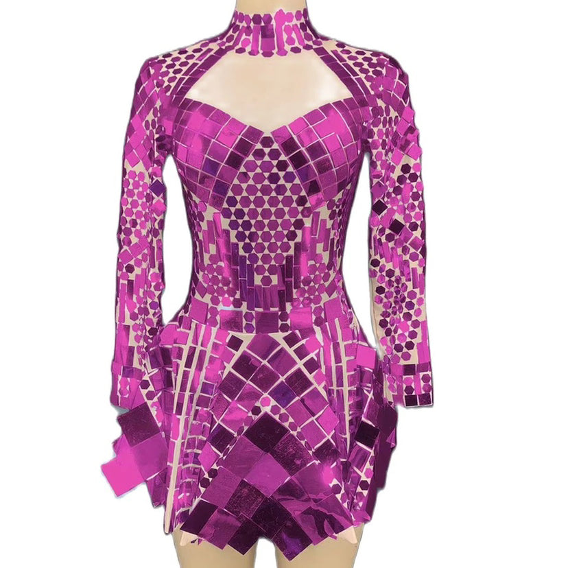 Tight-fitting Hip-pack Fringed Brightly Drilled Mesh Costumes