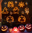 Halloween Window Hanging LED Lights Spider Pumpkin Hanging Ghost Horror Atmosphere Lights Holiday Party Decorative Lights Home Decor