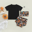 European And American Girls Halloween Alphabet Print Short Sleeve Suit