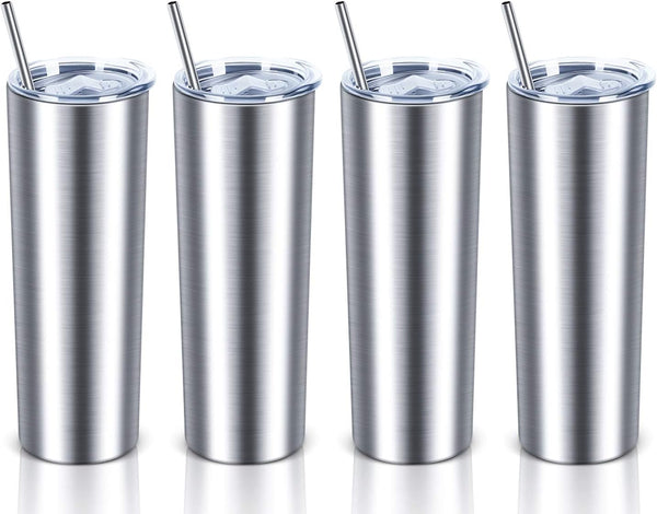 20 oz Skinny Stainless Steel Tumblers for DIY, Silver