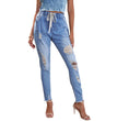 Women's Lace Up Nine Points Skinny Pants