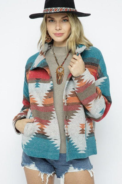Autumn and winter vintage printed woolen coat women's long-sleeved jacket