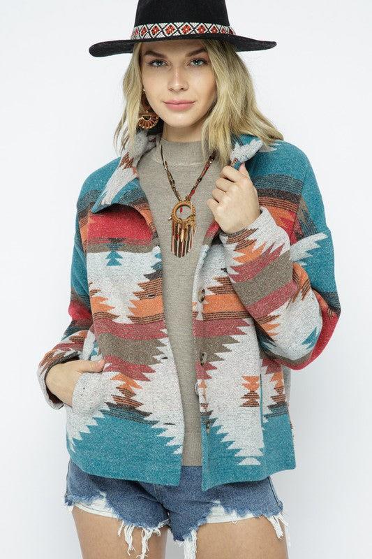 Autumn and winter vintage printed woolen coat women's long-sleeved jacket