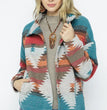 Autumn and winter vintage printed woolen coat women's long-sleeved jacket