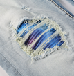 High Street Light Blue Broken Hole Colorful Gradient Pants