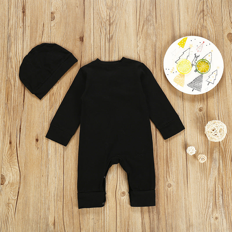 Long sleeve Halloween skull print one-piece romper