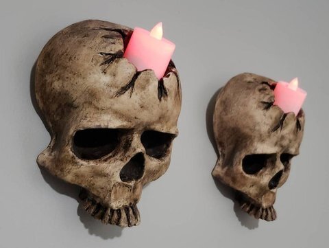 Halloween Decoration Ghost Skull Wall Pendant Candle Holder