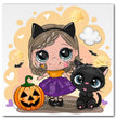 Halloween Cat Square Rhombus Cartoon Embroidery Diamond Painting