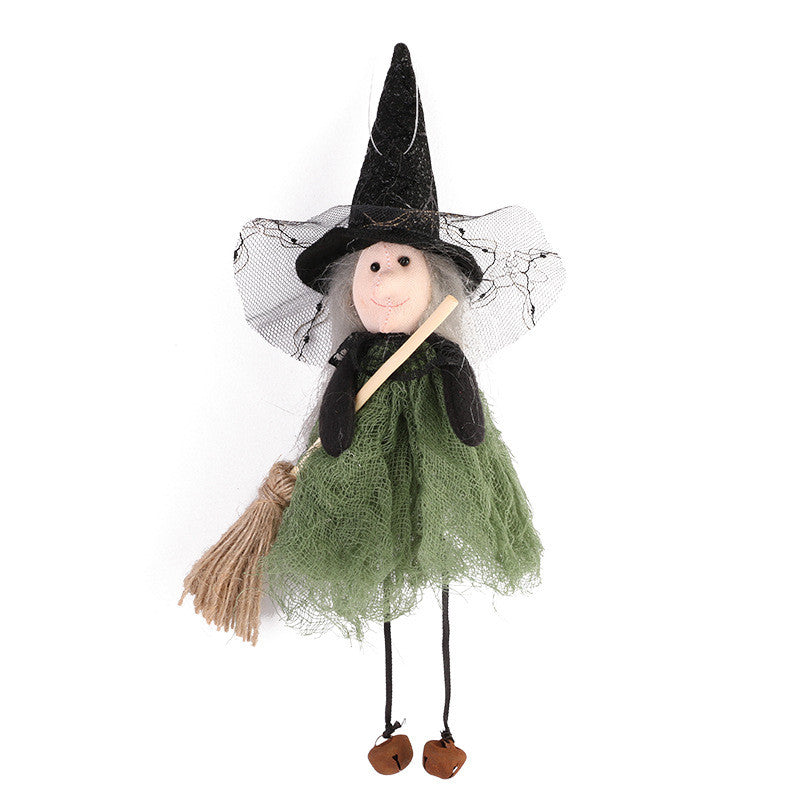 Halloween Decoration Broom Witch Doll Pendant