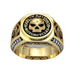 Letter-Embedded Rhinestone Skull Stripe Ring