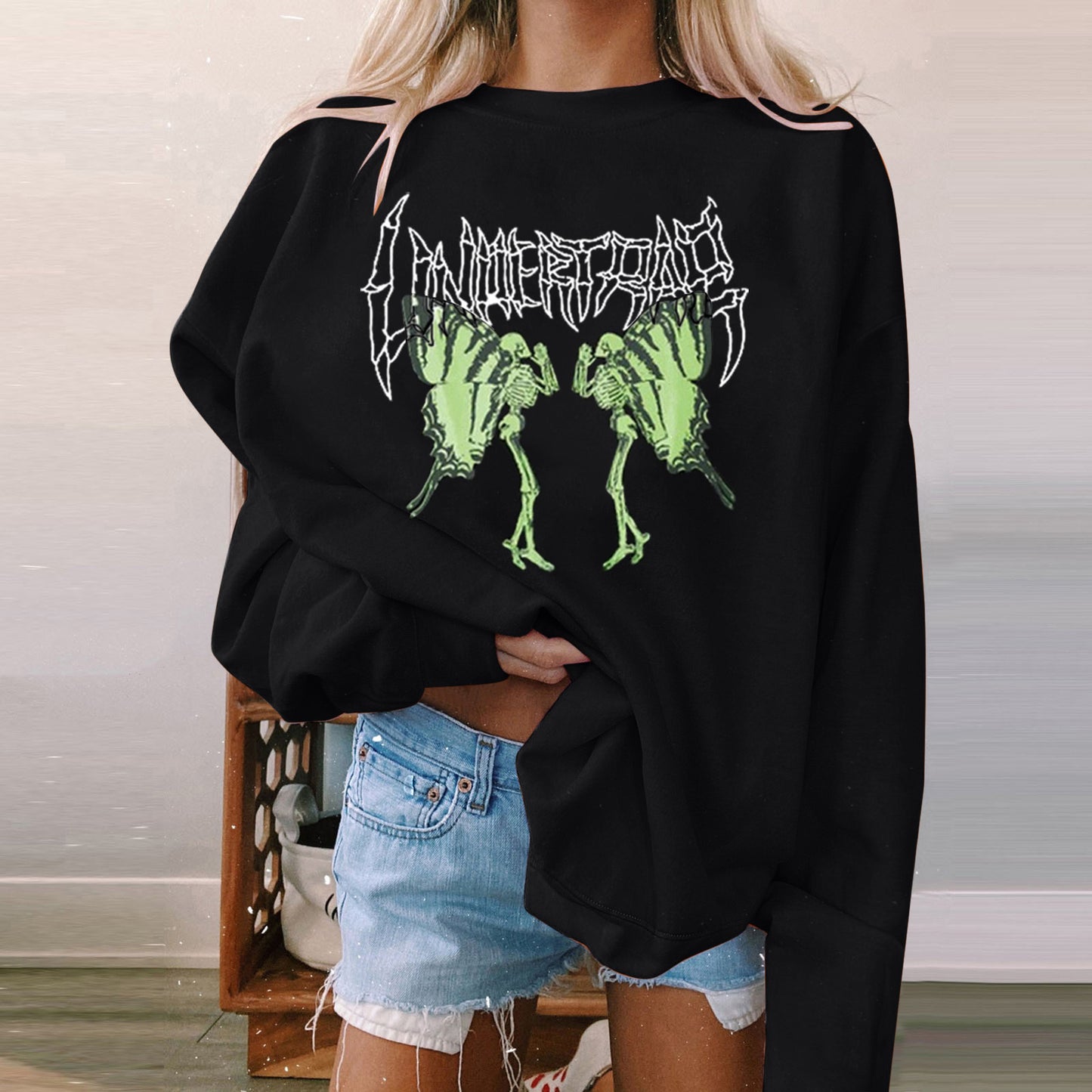 Halloween Women's Long Sleeve Casual Print Padded Sweatshirt